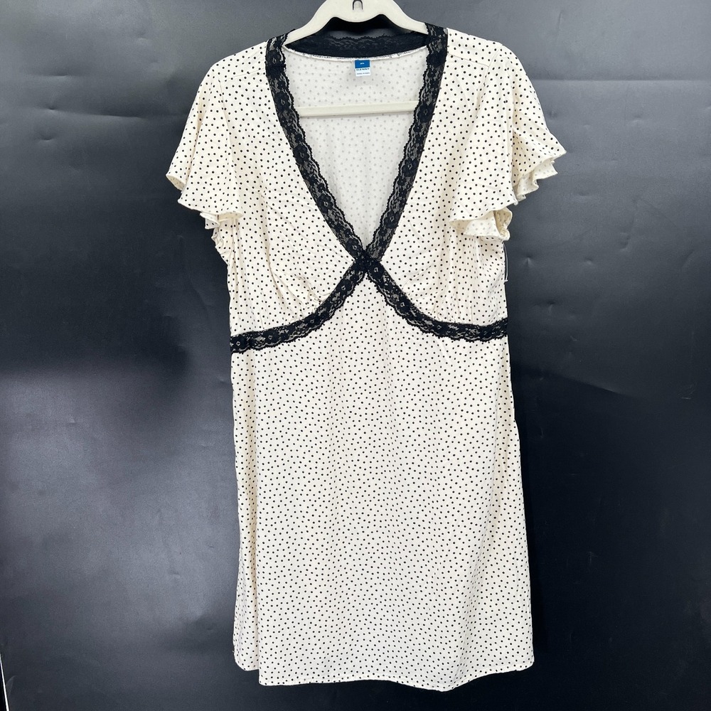 Old Navy white black polka dot lace coquette retro whimsical y2k babydoll XL
